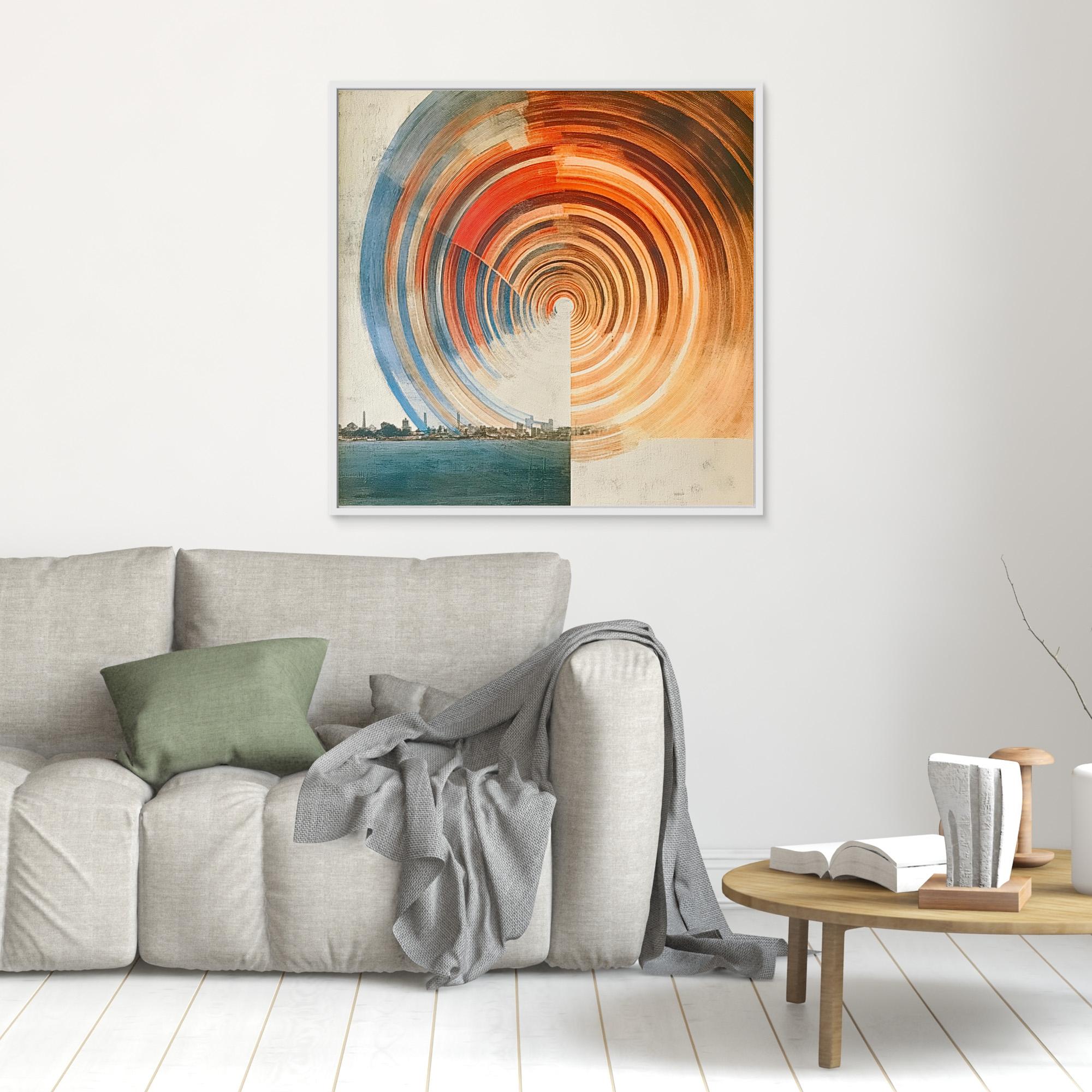 Canvas Print: "Urban Vortex" – Abstract Cityscape & Geometric Motion Art modern abstract canvas wall art by Rossetti Art – luxury interior design artwork for living room, bedroom, office – Contemporary Abstract Design Contemporary Art for Sale contemporary art piece