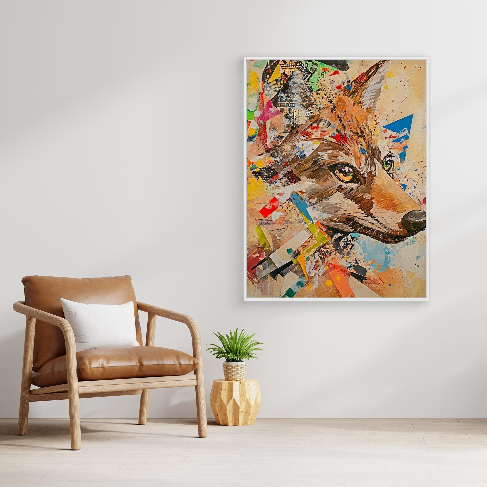 Canvas Print: "Urban Wild" - Wildlife Wall Art modern abstract canvas wall art by Rossetti Art – luxury interior design artwork for living room, bedroom, office – Bold Modern Wall Art Edgy Wall Decor Modern Animal Canvas
