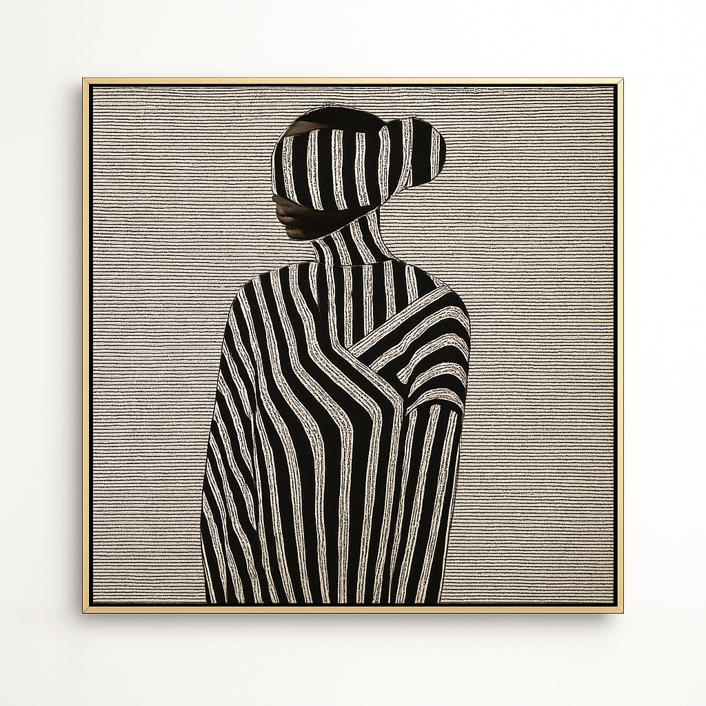 Canvas Print: Veiled Silence - Black & White Abstract Portrait Canvas modern abstract canvas wall art by Rossetti Art – luxury interior design artwork for living room, bedroom, office – abstract wall art canvas print art Chiara Rossetti