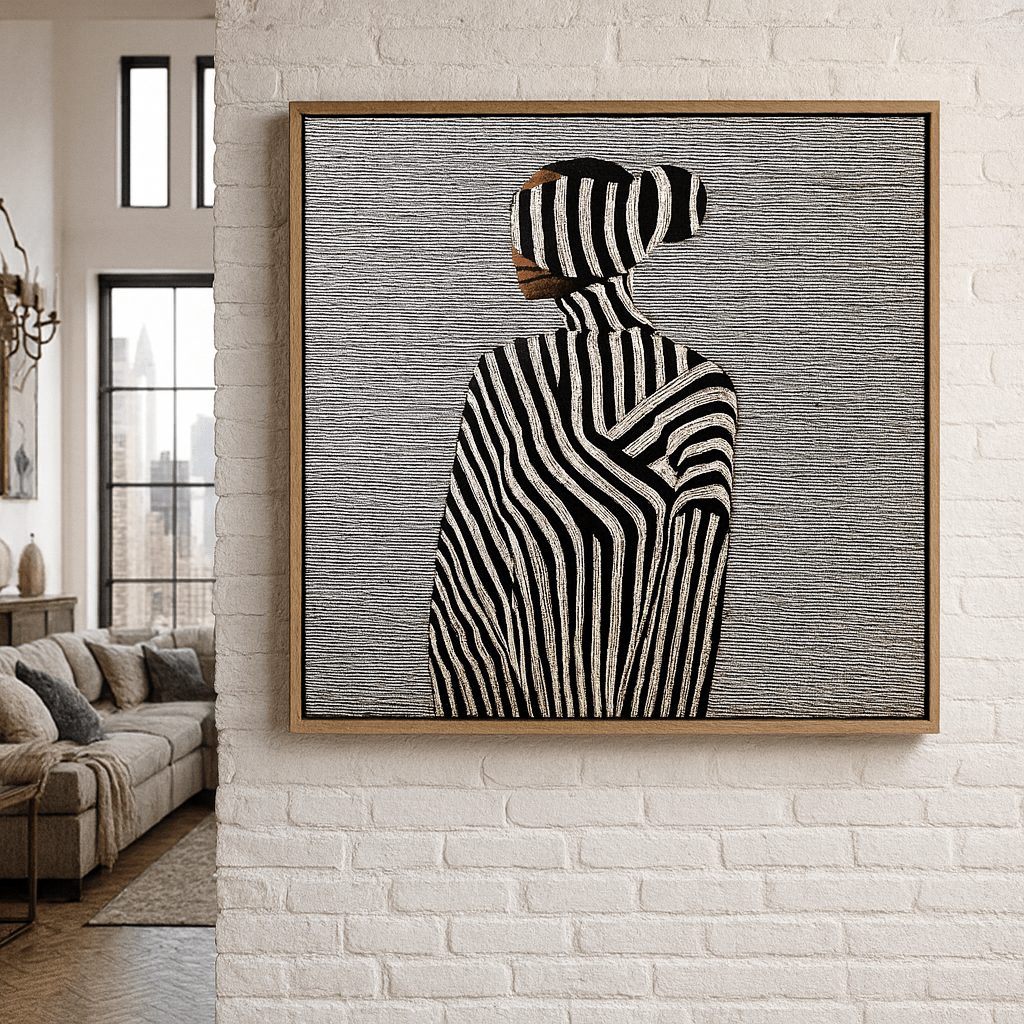 Canvas Print: Veiled Silence - Black & White Abstract Portrait Canvas modern abstract canvas wall art by Rossetti Art – luxury interior design artwork for living room, bedroom, office – abstract wall art canvas print art Chiara Rossetti
