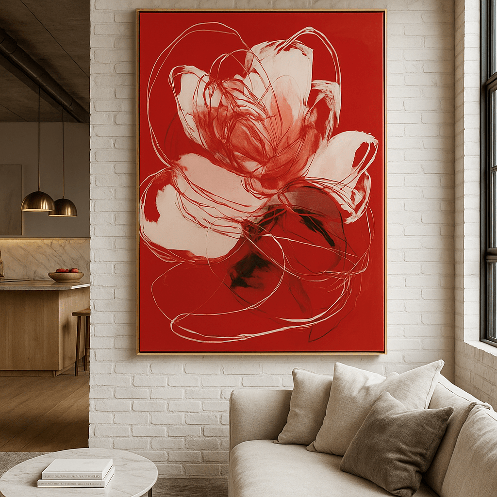Canvas Print : Velvet Bloom - Bold Floral Abstract Canvas by Chiara Rosetti - Chiara Rossetti