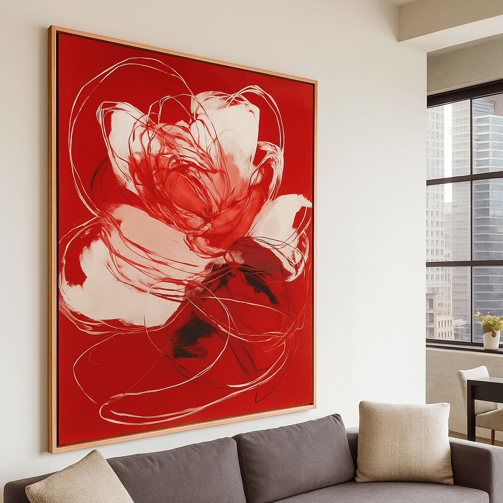Canvas Print : Velvet Bloom - Bold Floral Abstract Canvas by Chiara Rosetti - Chiara Rossetti