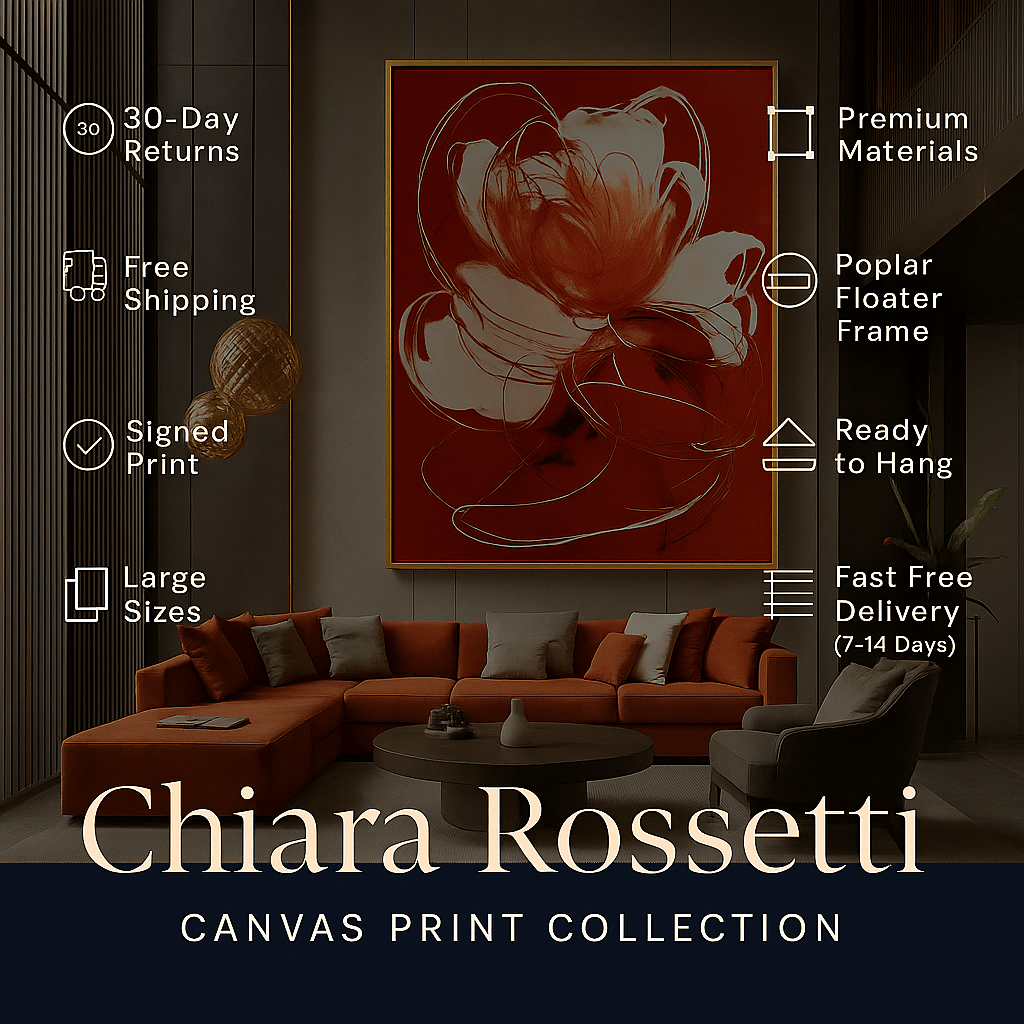 Canvas Print : Velvet Bloom - Bold Floral Abstract Canvas by Chiara Rosetti - Chiara Rossetti