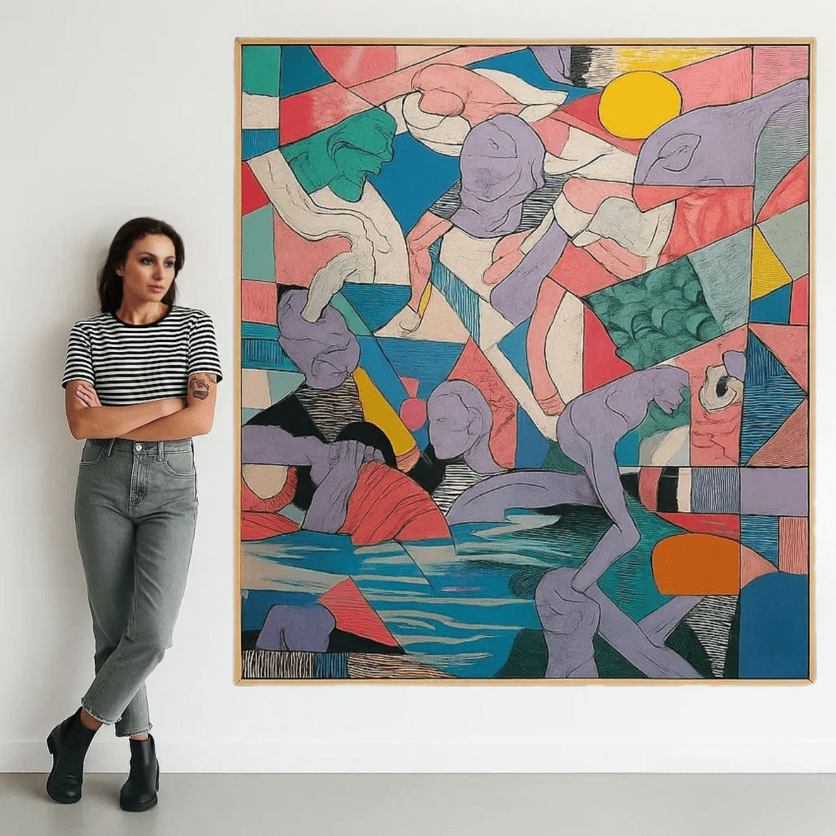 Vibrant Cubist Abstract Human Forms Canvas Print | Rossetti Art