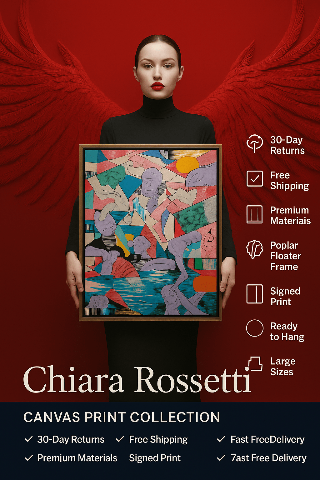 Canvas Print : Vibrant Cubist Abstract Human Forms - Original Modern Art Canvas - Chiara Rossetti
