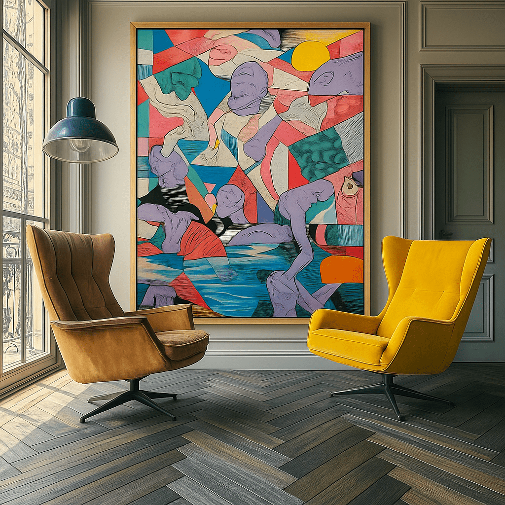 Canvas Print : Vibrant Cubist Abstract Human Forms - Original Modern Art Canvas - Chiara Rossetti