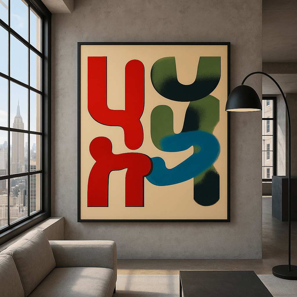 Canvas Print: Vibrant Form Flow – Abstract Geometric Art Print modern abstract canvas wall art by Rossetti Art – luxury interior design artwork for living room, bedroom, office – Contemporary Art for Sale contemporary art piece Contemporary art print