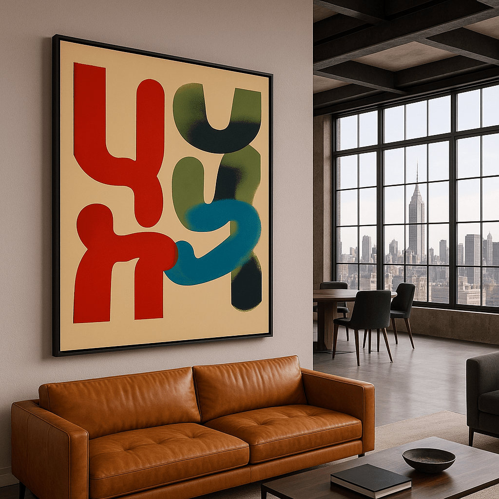 Canvas Print: Vibrant Form Flow – Abstract Geometric Art Print modern abstract canvas wall art by Rossetti Art – luxury interior design artwork for living room, bedroom, office – Contemporary Art for Sale contemporary art piece Contemporary art print