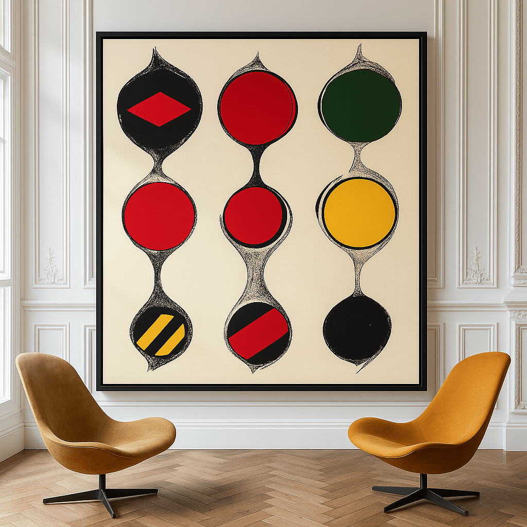 Canvas Print: Vibrant Geometric Shapes - Modern Abstract Wall Art modern abstract canvas wall art by Rossetti Art – luxury interior design artwork for living room, bedroom, office – Bold and Dynamic Artistic Home Accent Colorful Statement Wall Art Contemporary Grid Art