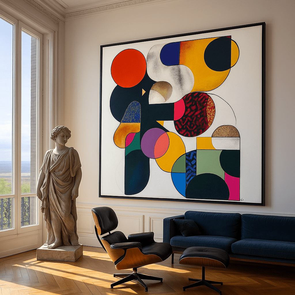 Canvas Print : Vibrant Geometry - Abstract Wall Art | Modern Canvas Print modern abstract canvas wall art by Rossetti Art – luxury interior design artwork for living room, bedroom, office – Canvas Print : Vibrant Geometry contemporary wall painting handmade wall art