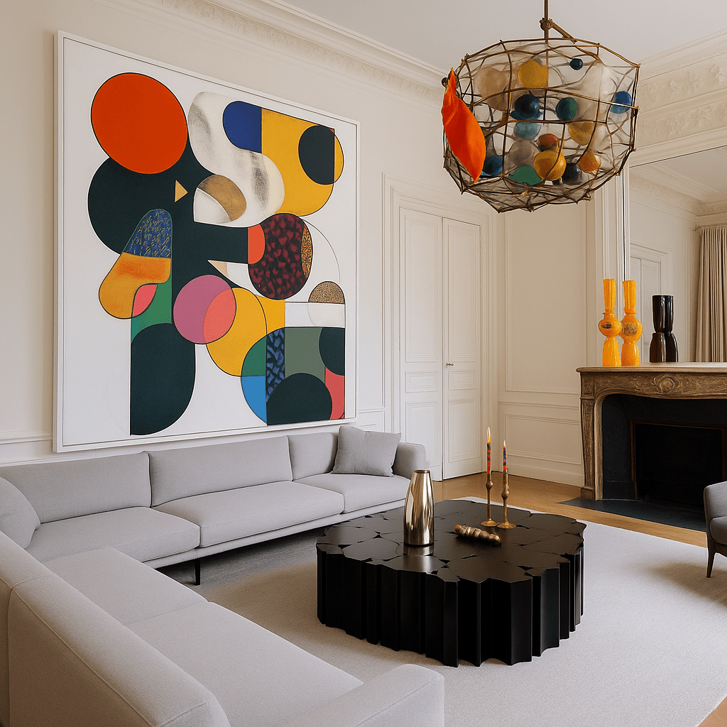 Canvas Print : Vibrant Geometry - Abstract Wall Art | Modern Canvas Print modern abstract canvas wall art by Rossetti Art – luxury interior design artwork for living room, bedroom, office – Canvas Print : Vibrant Geometry contemporary wall painting handmade wall art