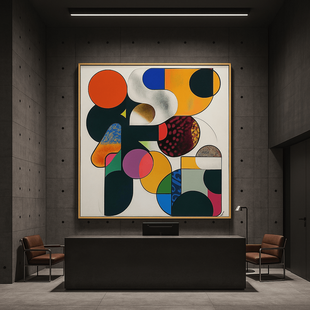 Canvas Print : Vibrant Geometry - Abstract Wall Art | Modern Canvas Print modern abstract canvas wall art by Rossetti Art – luxury interior design artwork for living room, bedroom, office – Canvas Print : Vibrant Geometry contemporary wall painting handmade wall art
