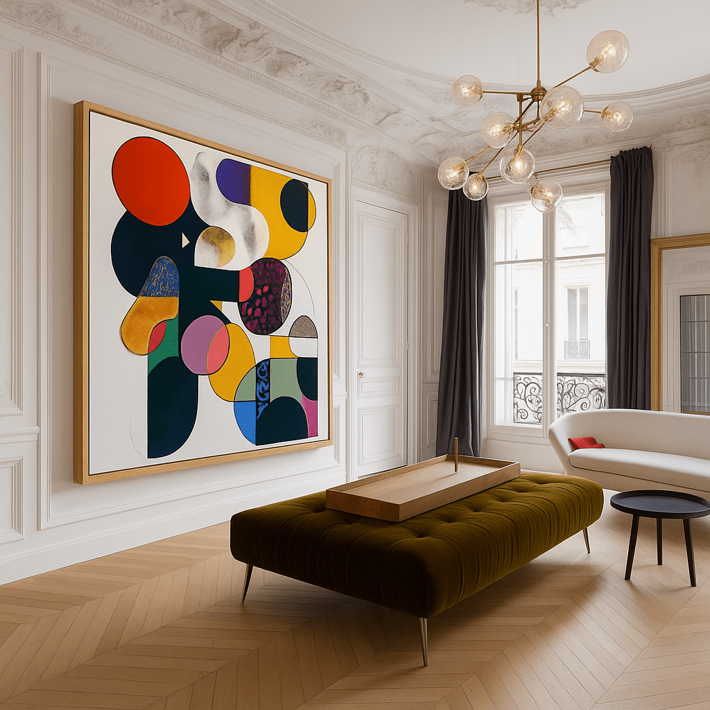 Canvas Print : Vibrant Geometry - Abstract Wall Art | Modern Canvas Print modern abstract canvas wall art by Rossetti Art – luxury interior design artwork for living room, bedroom, office – Canvas Print : Vibrant Geometry contemporary wall painting handmade wall art