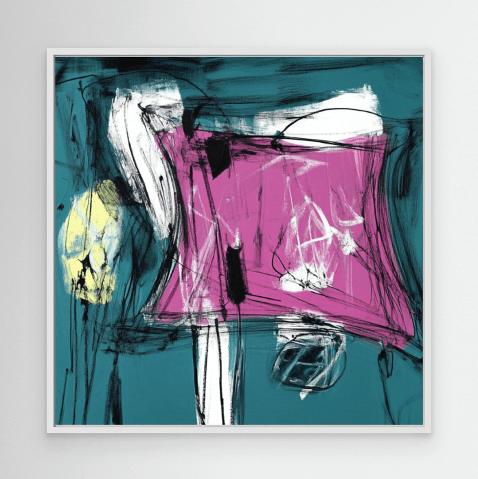 Canvas Print : "Vibrant Whispers" - Expressive Abstract Wall Art modern abstract canvas wall art by Rossetti Art – luxury interior design artwork for living room, bedroom, office – Black And White Art Black and white artwork black and white canvas