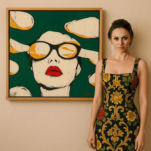 Canvas Print : Visionary Chic – Bold Modern Abstract Portrait Art - Chiara Rossetti