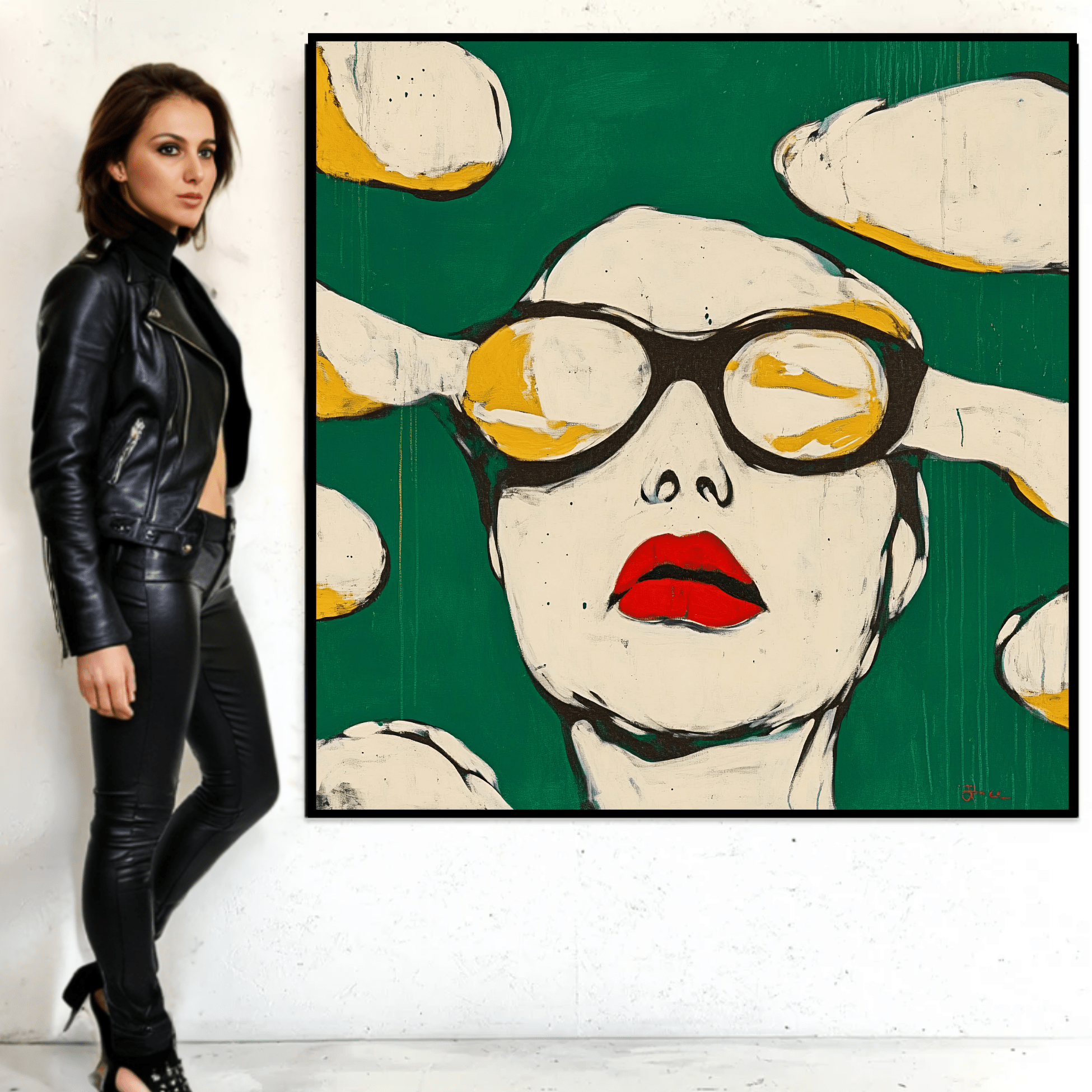 Canvas Print : Visionary Chic – Bold Modern Abstract Portrait Art modern abstract canvas wall art by Rossetti Art – luxury interior design artwork for living room, bedroom, office – Canvas Print : Visionary Chic contemporary wall painting modern art on canvas