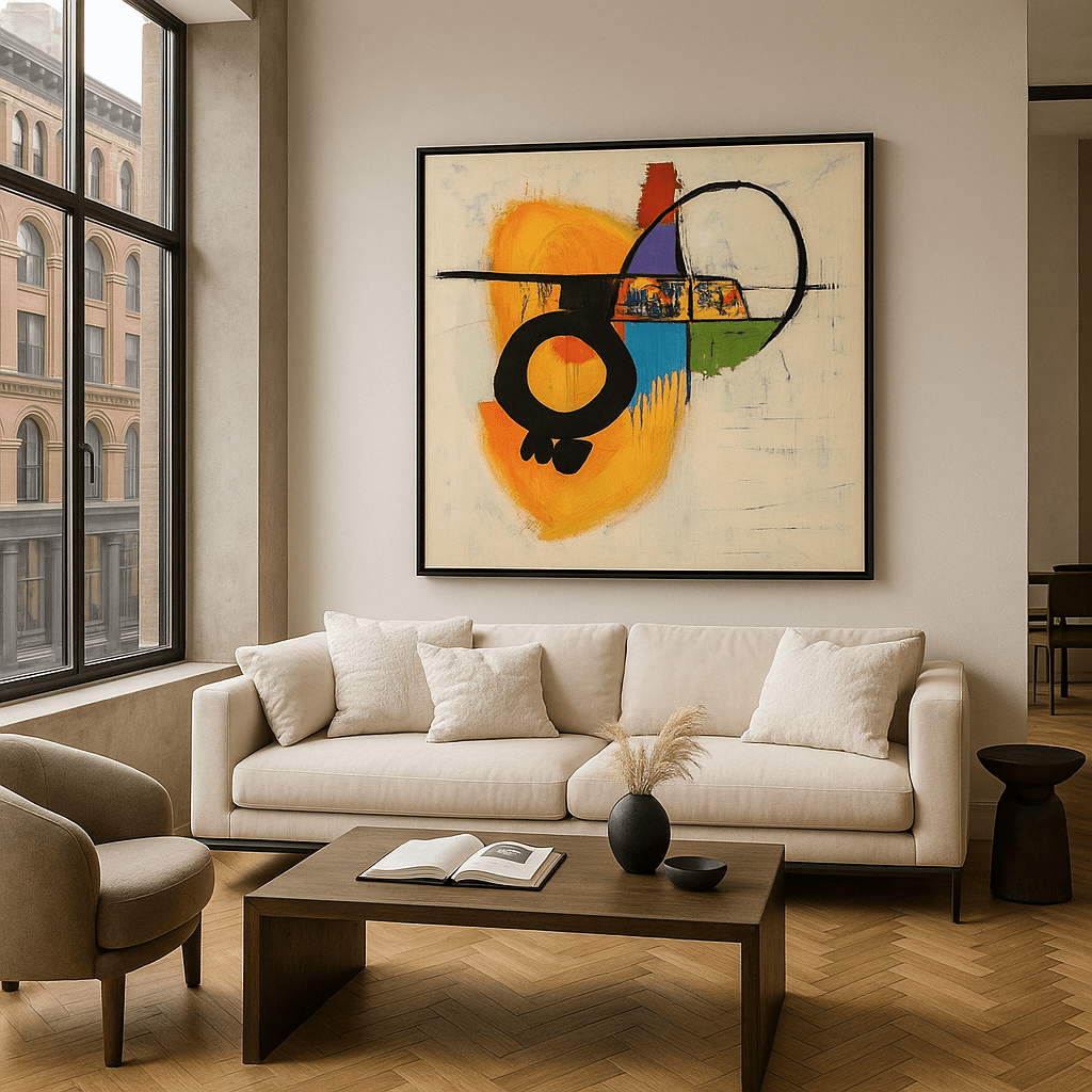 Canvas Print : "Vivid Connections" - Geometric Abstract Wall Art Print modern abstract canvas wall art by Rossetti Art – luxury interior design artwork for living room, bedroom, office – contemporary art piece Contemporary Canvas Art Contemporary canvas print