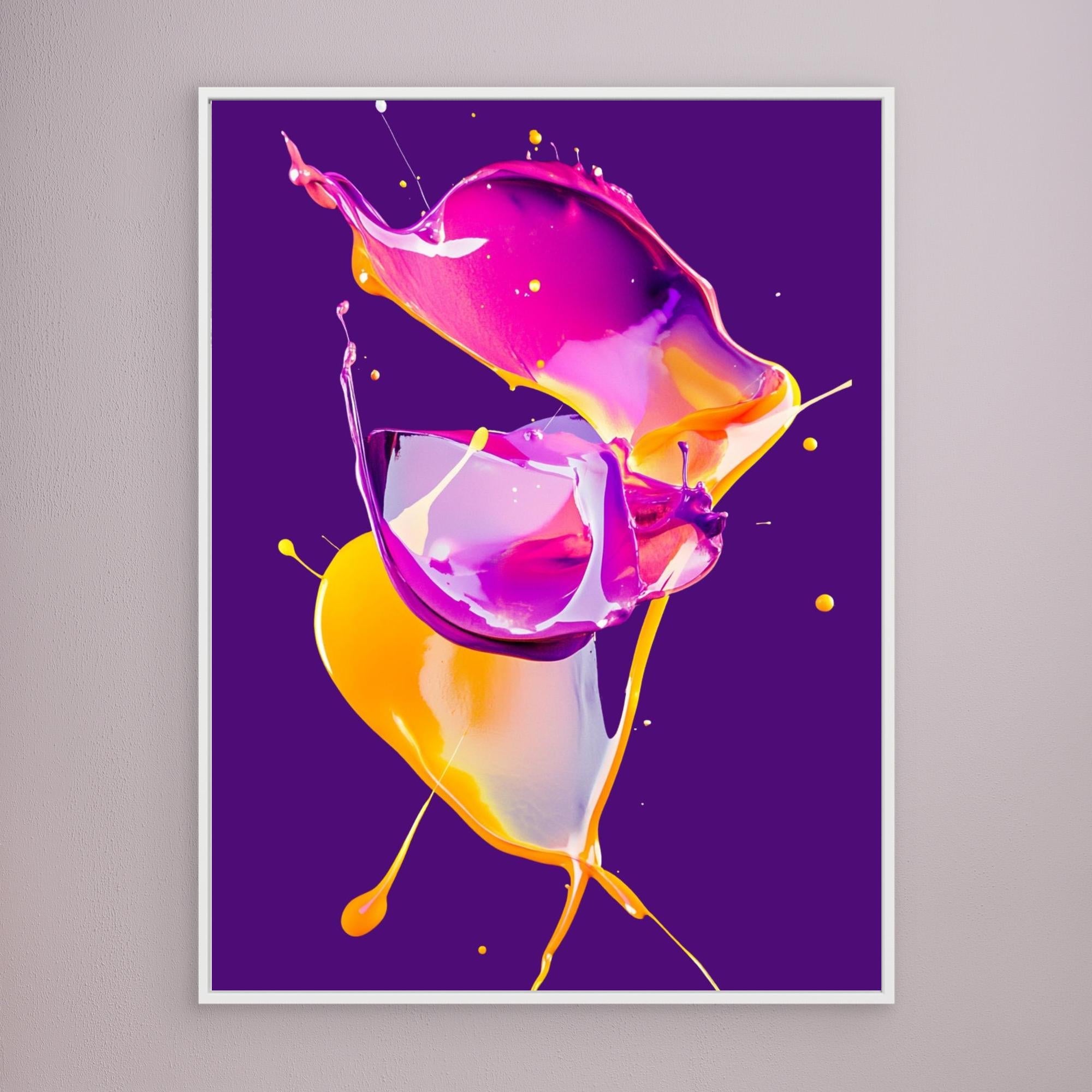 Canvas Print: "Vivid Fusion Flow" - Abstract Paint Splash Art modern abstract canvas wall art by Rossetti Art – luxury interior design artwork for living room, bedroom, office – Canvas