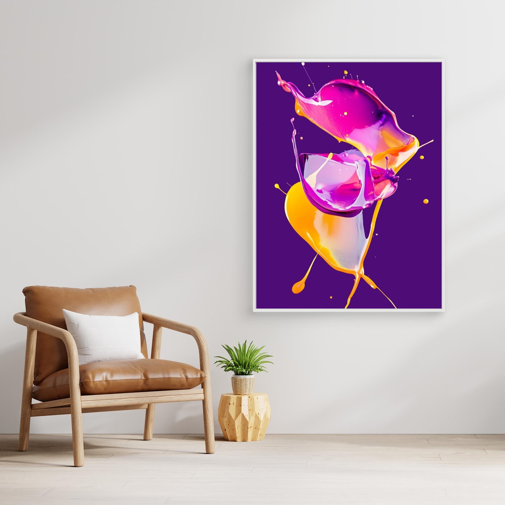Canvas Print: "Vivid Fusion Flow" - Abstract Paint Splash Art modern abstract canvas wall art by Rossetti Art – luxury interior design artwork for living room, bedroom, office – Canvas