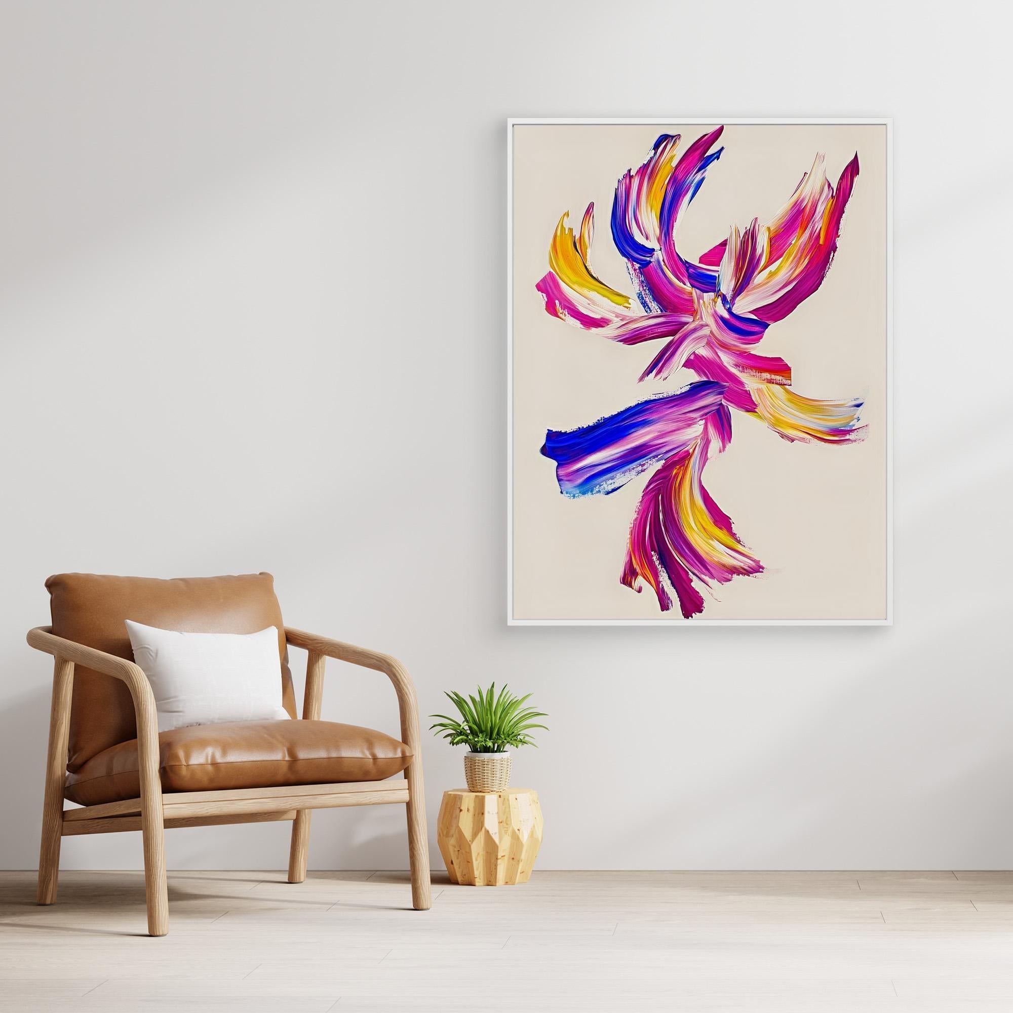 Canvas Print: "Vivid Motion" - Abstract Brushstroke Wall Art modern abstract canvas wall art by Rossetti Art – luxury interior design artwork for living room, bedroom, office – Contemporary Art for Sale contemporary art piece Contemporary art print