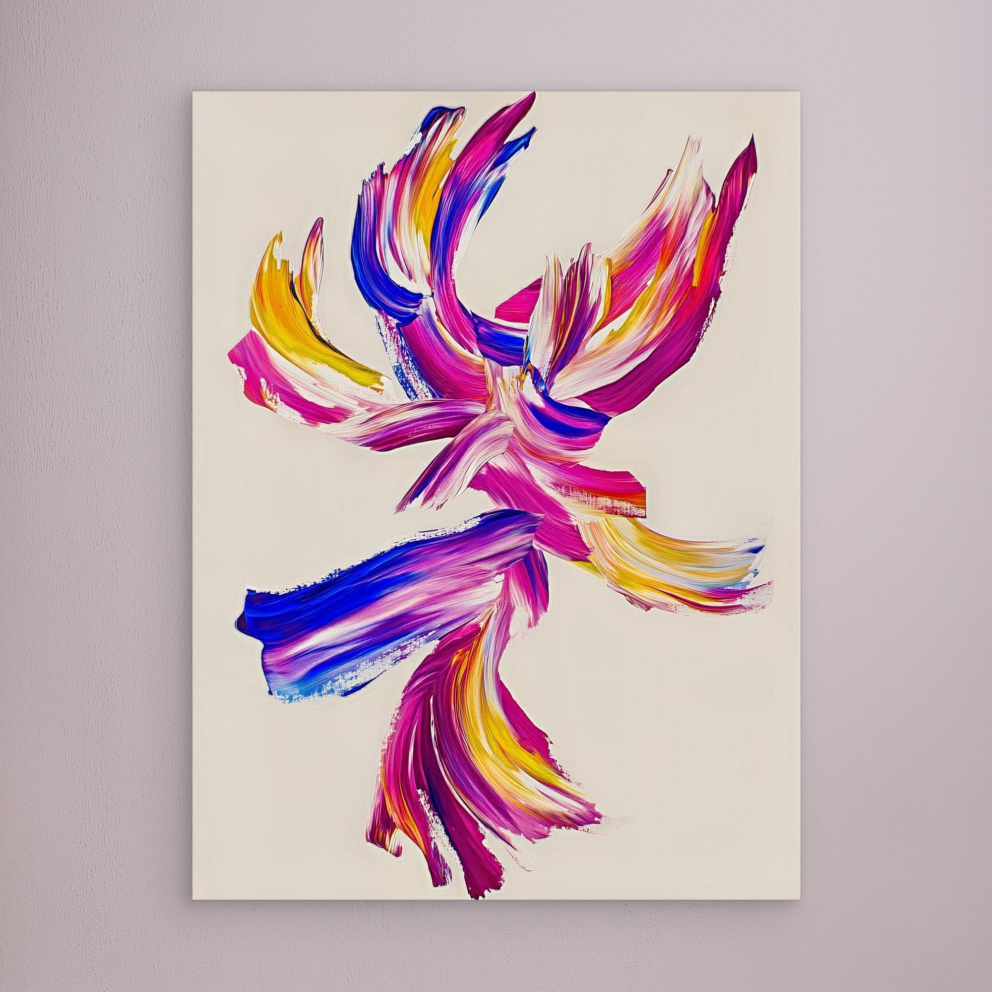 Canvas Print: "Vivid Motion" - Abstract Brushstroke Wall Art modern abstract canvas wall art by Rossetti Art – luxury interior design artwork for living room, bedroom, office – Contemporary Art for Sale contemporary art piece Contemporary art print