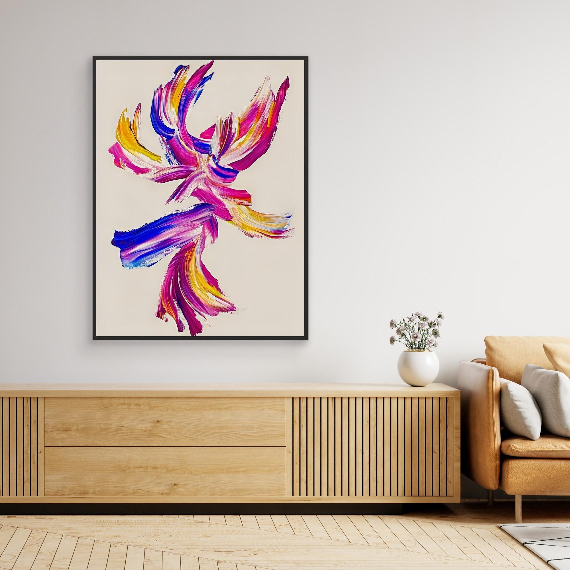 Canvas Print: "Vivid Motion" - Abstract Brushstroke Wall Art modern abstract canvas wall art by Rossetti Art – luxury interior design artwork for living room, bedroom, office – Contemporary Art for Sale contemporary art piece Contemporary art print