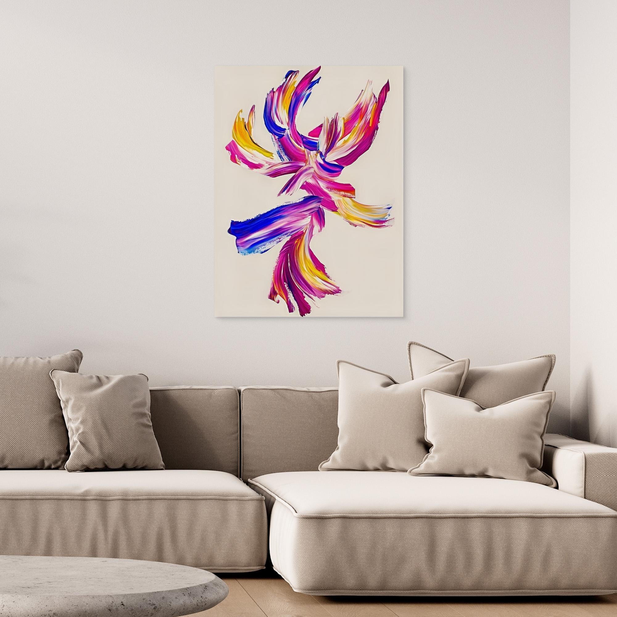 Canvas Print: "Vivid Motion" - Abstract Brushstroke Wall Art modern abstract canvas wall art by Rossetti Art – luxury interior design artwork for living room, bedroom, office – Contemporary Art for Sale contemporary art piece Contemporary art print