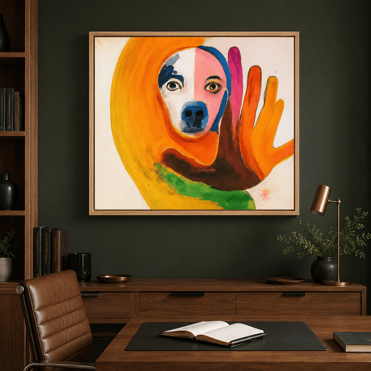 Canvas Print: "Vivid Reflection - Abstract Dog Portrait Art"