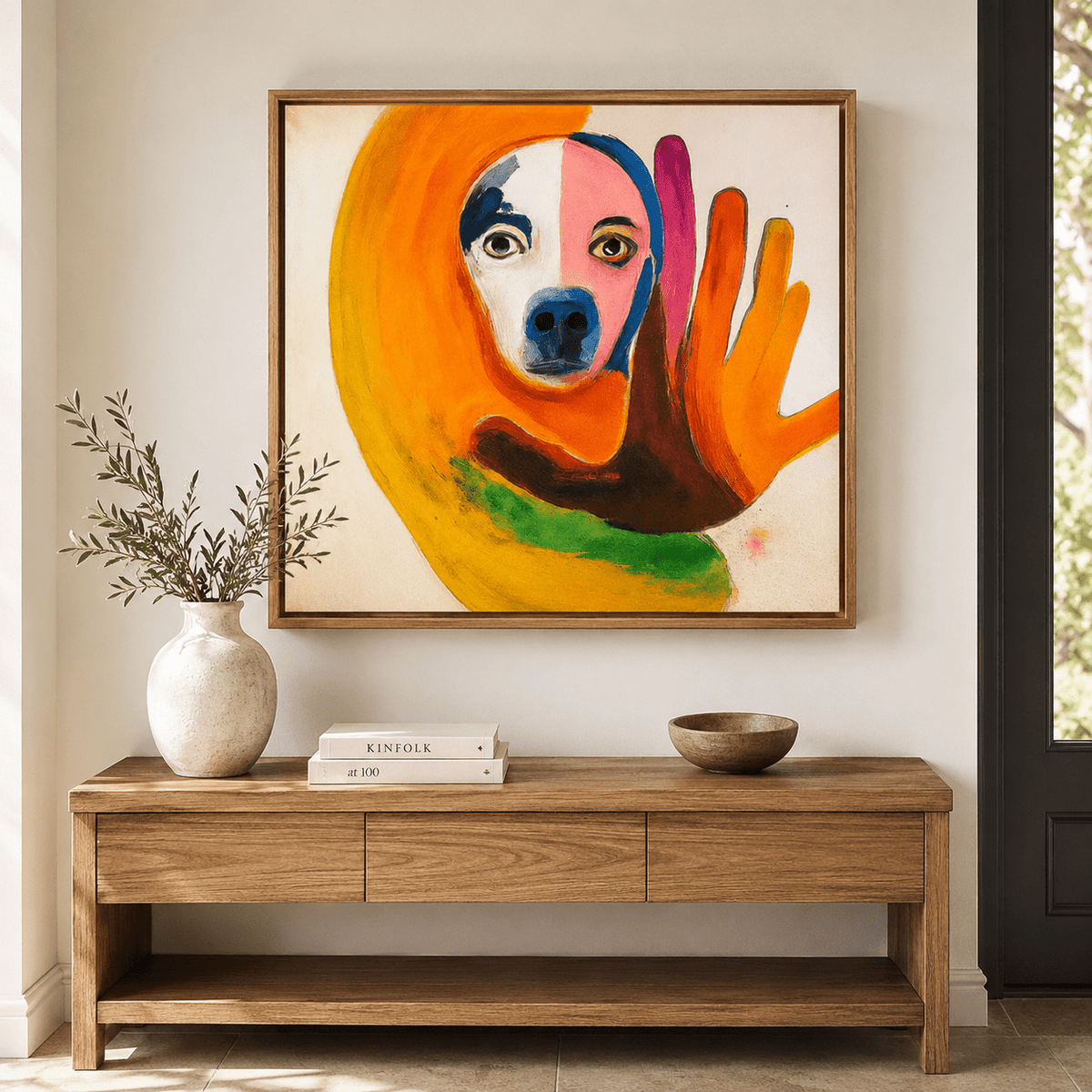 Canvas Print: "Vivid Reflection - Abstract Dog Portrait Art"