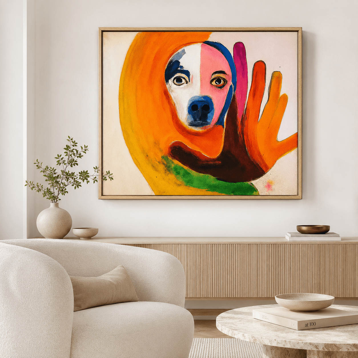 Canvas Print: "Vivid Reflection - Abstract Dog Portrait Art"