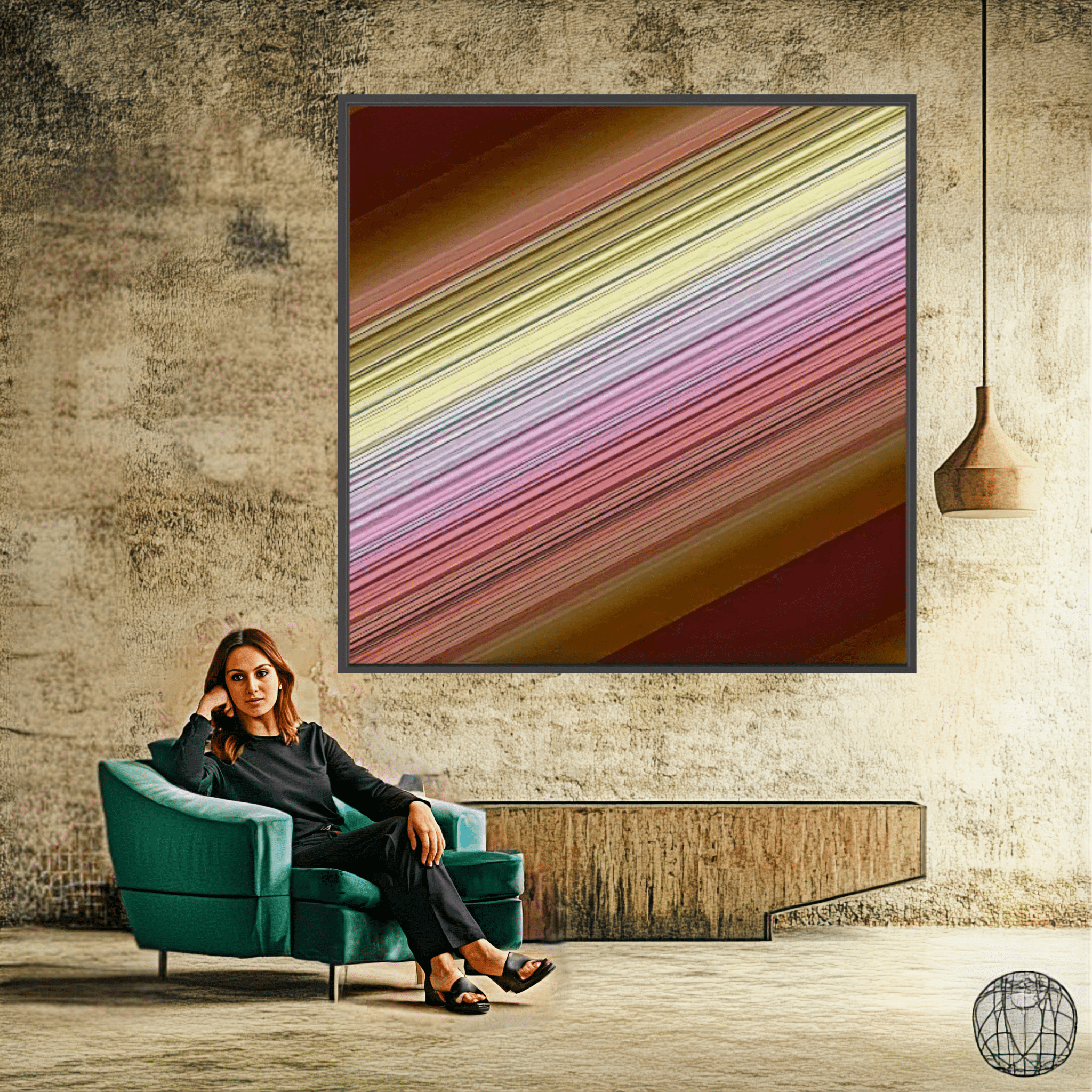 Canvas Print : Vivid Striped Abstract Canvas Print - Modern Wall Art modern abstract canvas wall art by Rossetti Art – luxury interior design artwork for living room, bedroom, office – Abstract Art Prints Abstract artwork Abstract Canvas Art