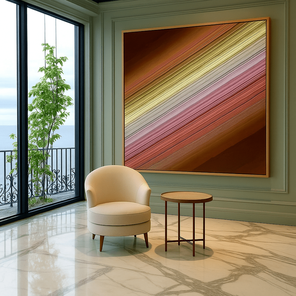 Canvas Print : Vivid Striped Abstract Canvas Print - Modern Wall Art modern abstract canvas wall art by Rossetti Art – luxury interior design artwork for living room, bedroom, office – Abstract Art Prints Abstract artwork Abstract Canvas Art