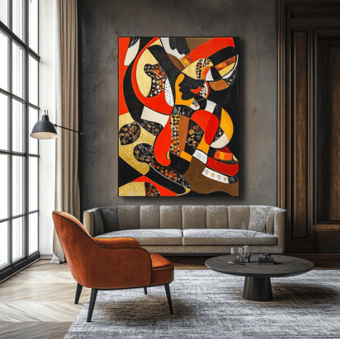 Canvas Print: "Vivid Symphony of Shapes and Colors" modern abstract canvas wall art by Rossetti Art – luxury interior design artwork for living room, bedroom, office – Abstract Canvas Art