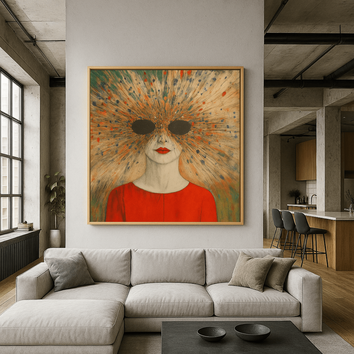 Canvas Print : Vivid Vision - Abstract Portrait Canvas Art | Modern Wall Decor modern abstract canvas wall art by Rossetti Art – luxury interior design artwork for living room, bedroom, office – AbstractArtForWalls BoldWallDecor EclecticRoomArt