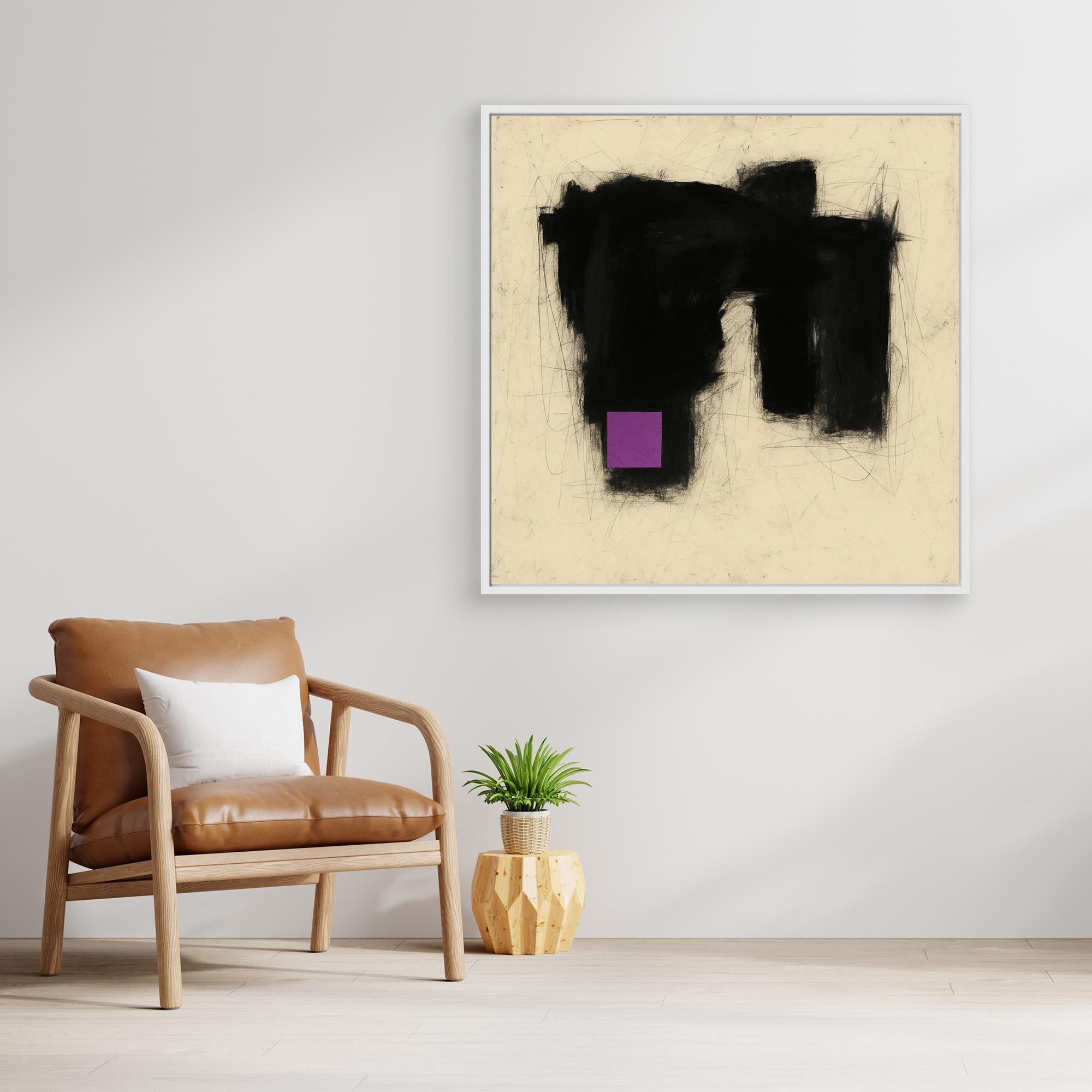 Canvas Print: Void & Violet – Minimalist Abstract Geometric Art modern abstract canvas wall art by Rossetti Art – luxury interior design artwork for living room, bedroom, office – Black and Violet Art Brutalist Art Style Contemporary Minimalism