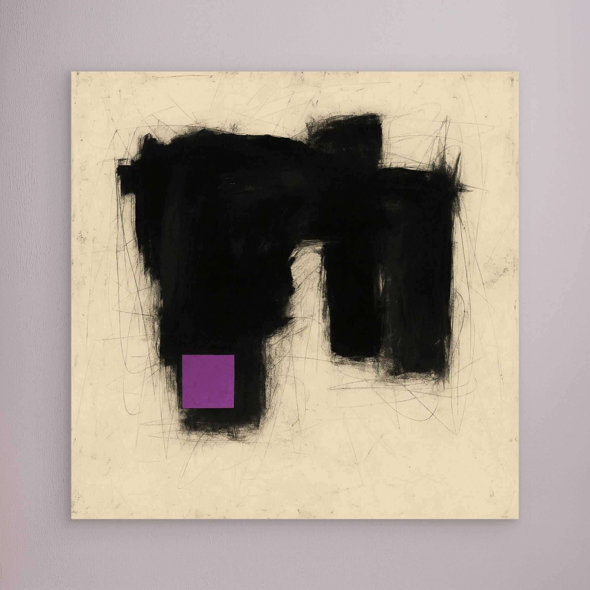 Canvas Print: Void & Violet – Minimalist Abstract Geometric Art modern abstract canvas wall art by Rossetti Art – luxury interior design artwork for living room, bedroom, office – Black and Violet Art Brutalist Art Style Contemporary Minimalism