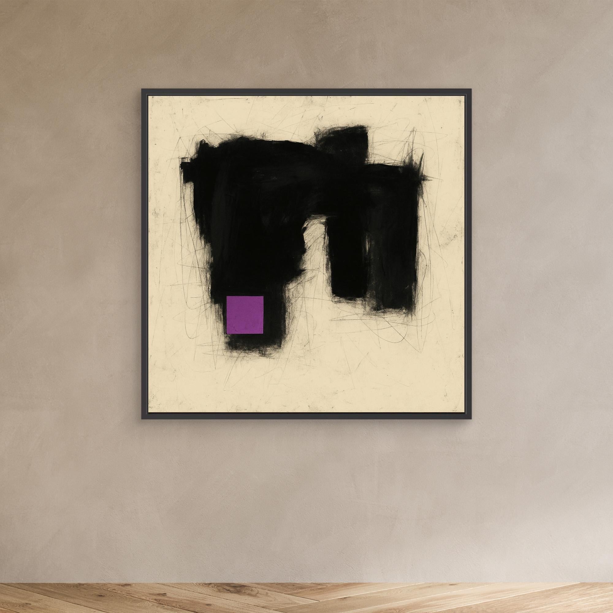 Canvas Print: Void & Violet – Minimalist Abstract Geometric Art modern abstract canvas wall art by Rossetti Art – luxury interior design artwork for living room, bedroom, office – Black and Violet Art Brutalist Art Style Contemporary Minimalism
