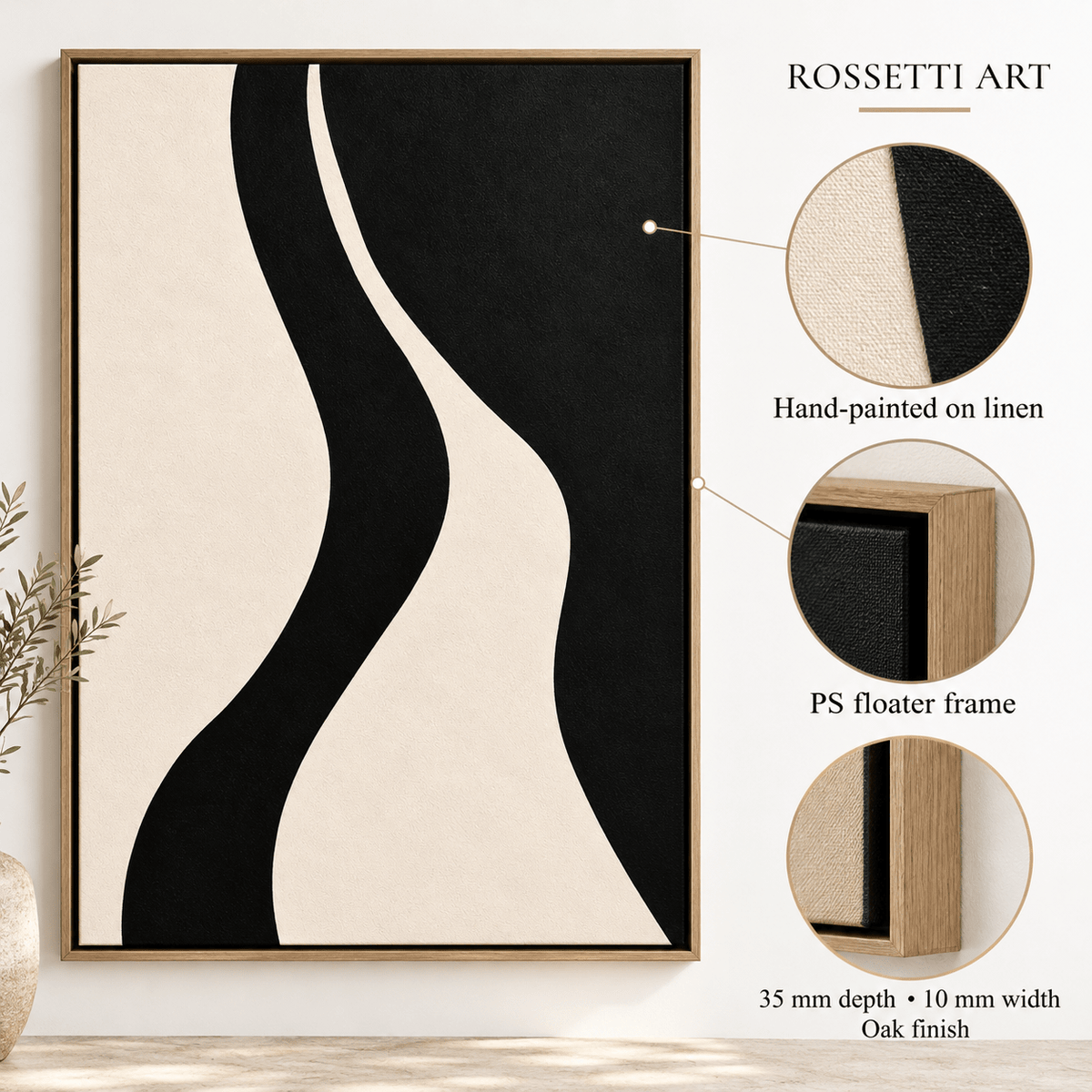 Wavy Wall Art – Slow River abstract S-curve art by Rossetti Art
