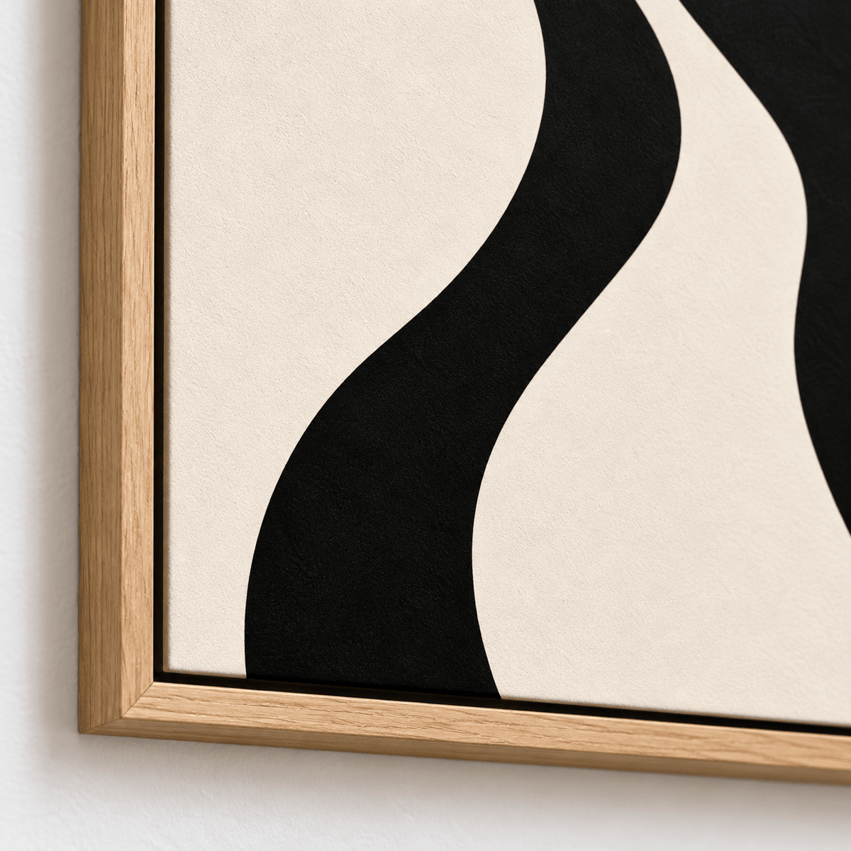 Wavy Wall Art – Slow River black S-curve canvas detail by Rossetti Art