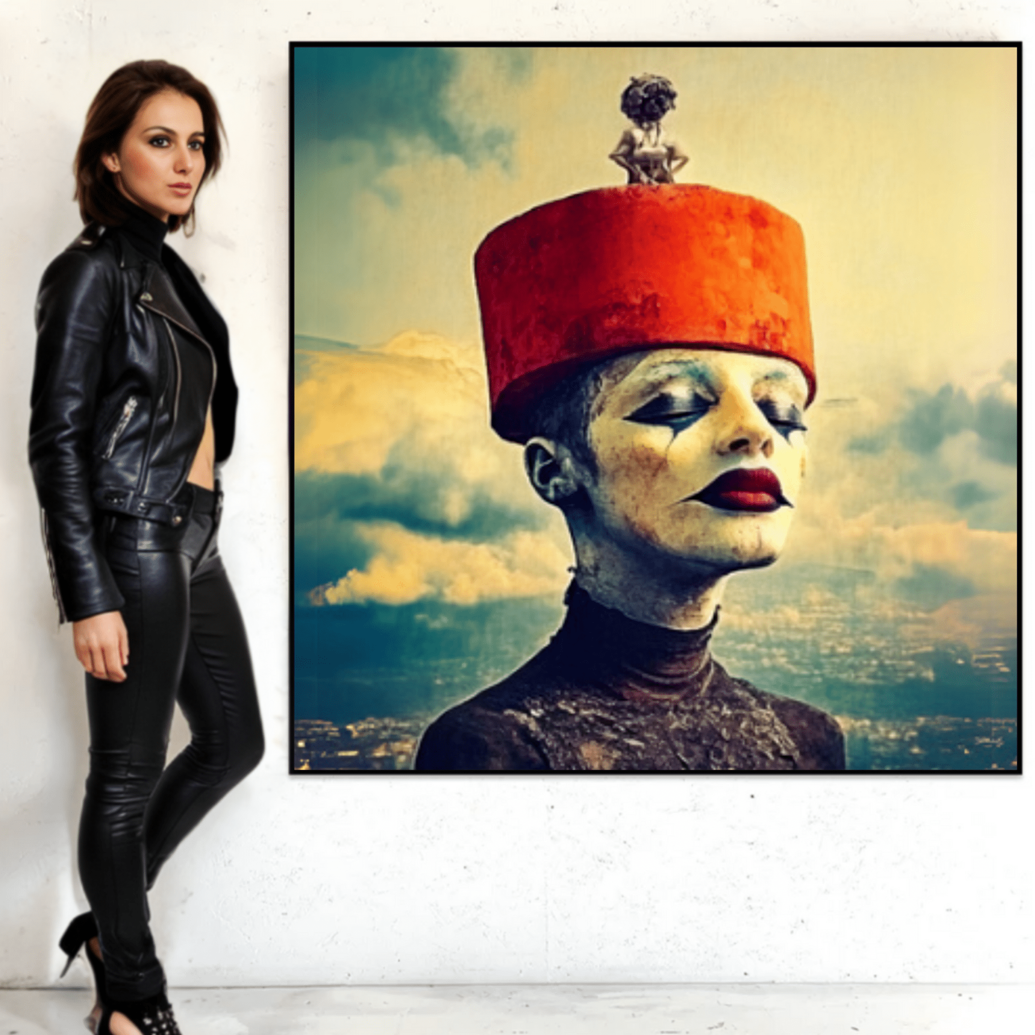 Canvas Print : Whimsical Majesty - Surreal Portrait Canvas Wall Art modern abstract canvas wall art by Rossetti Art – luxury interior design artwork for living room, bedroom, office – Surreal Portrait Canvas Whimsical Majesty whimsical wall art prints