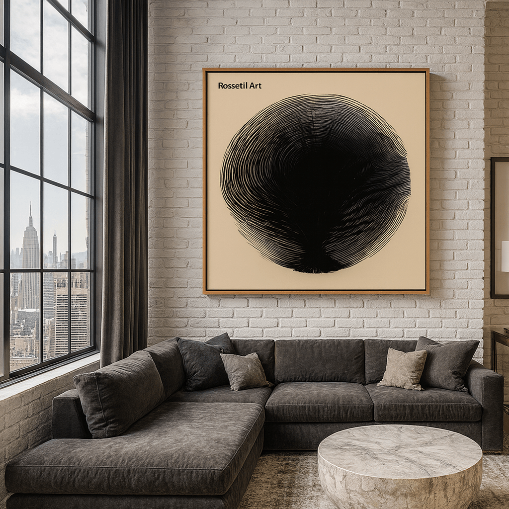 Canvas Print : Whisper of Infinity – Minimalist Black Abstract Canvas Print | Modern Wall Art by Rossetti Art modern abstract canvas wall art by Rossetti Art – luxury interior design artwork for living room, bedroom, office – abstractnew canvas print art Chiara Rossetti