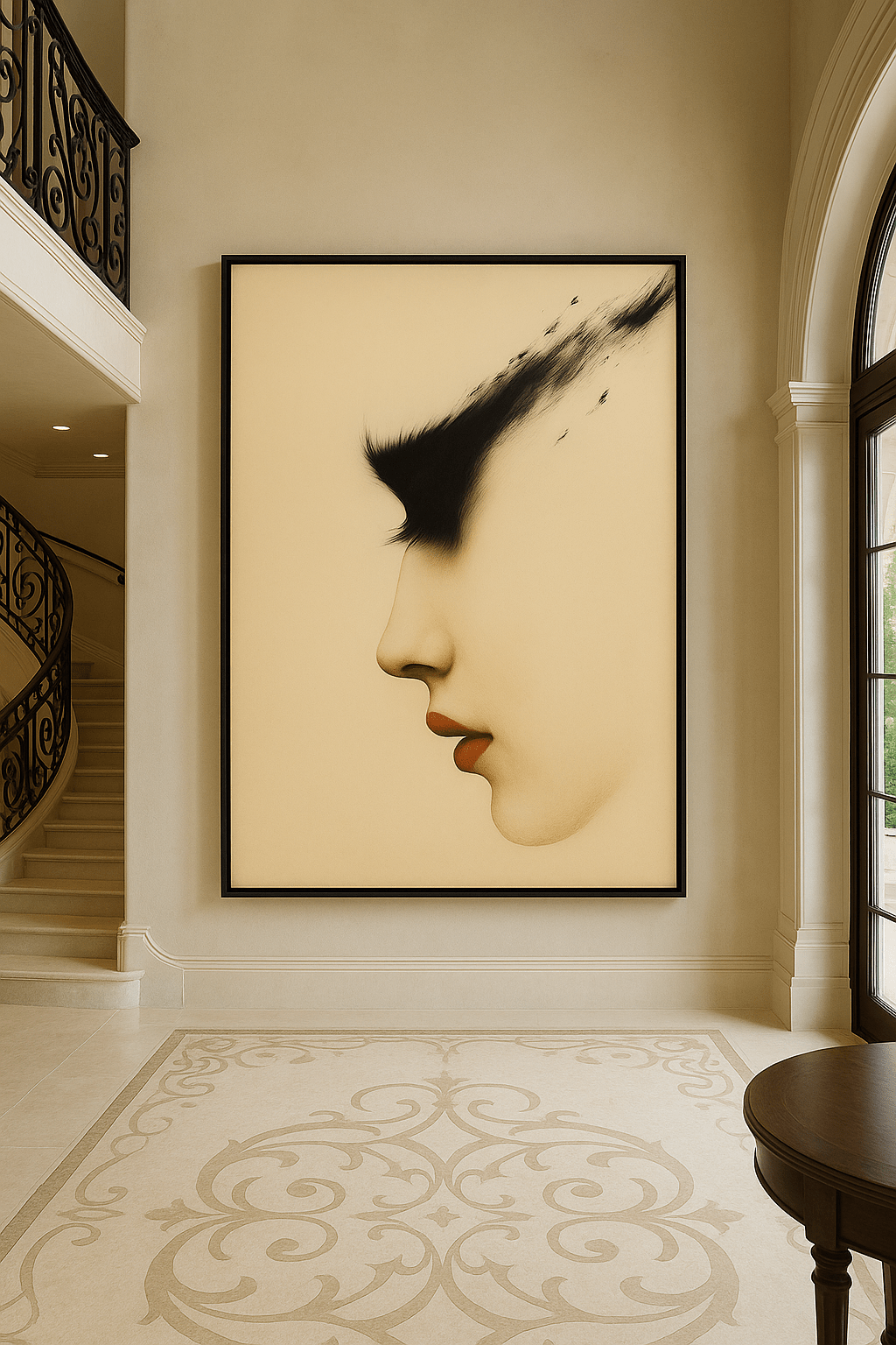 Canvas Print: Whispered Profile – Feminine Minimalist Portrait Art modern abstract canvas wall art by Rossetti Art – luxury interior design artwork for living room, bedroom, office – Contemporary Art for Sale contemporary art piece Contemporary art print