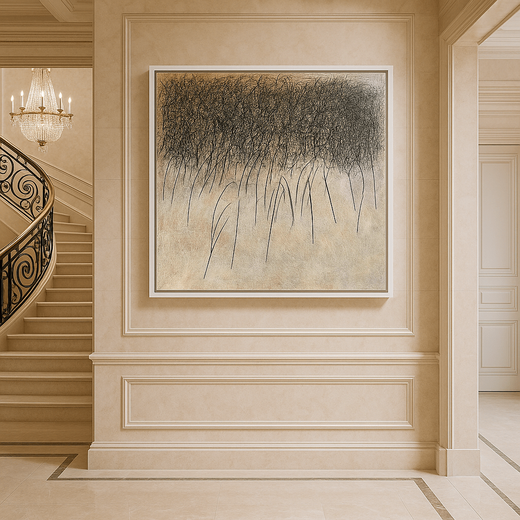 Canvas Print: Whispering Fields - Minimalist Abstract Line Art Print modern abstract canvas wall art by Rossetti Art – luxury interior design artwork for living room, bedroom, office – contemporary art piece Contemporary Canvas Art Contemporary canvas print