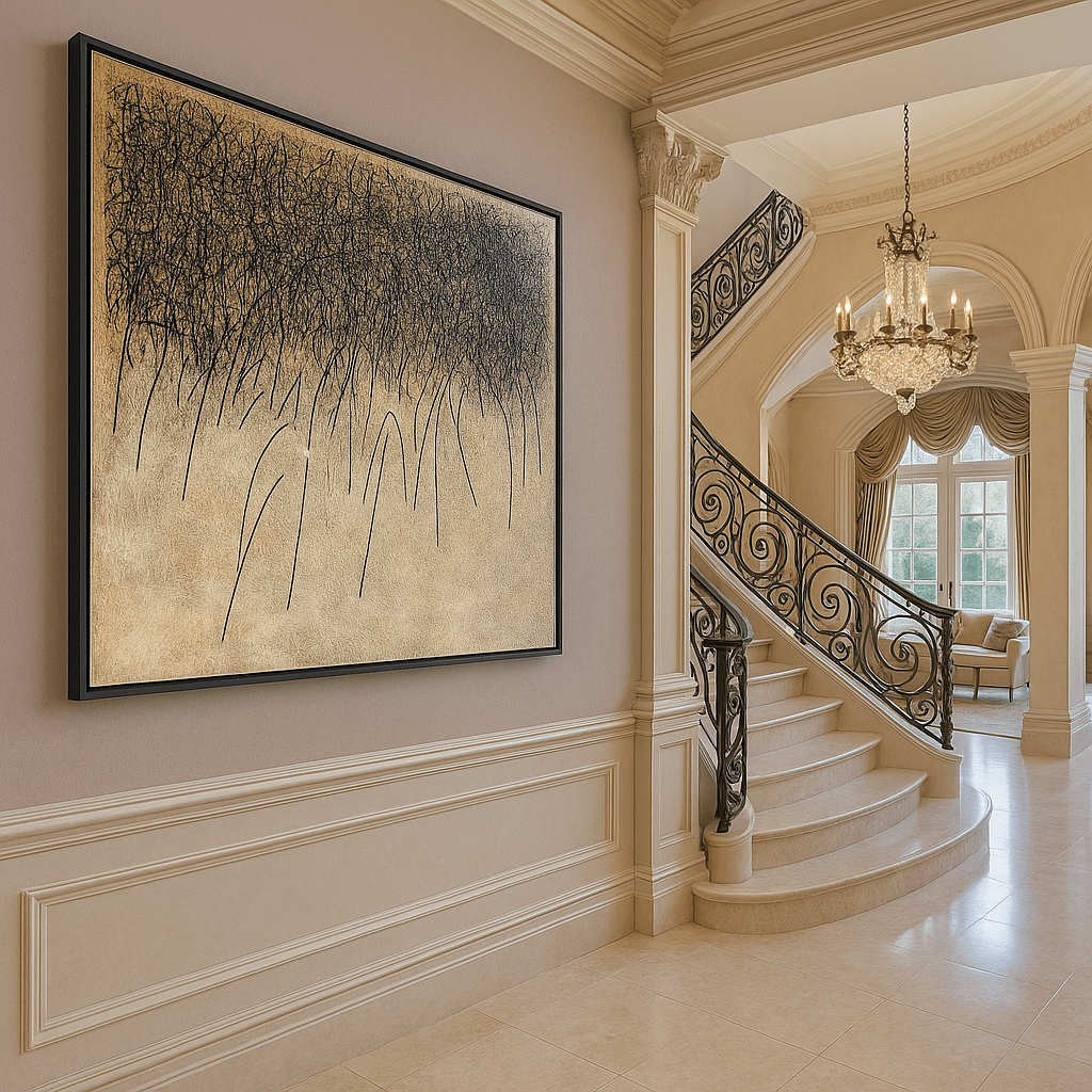 Canvas Print: Whispering Fields - Minimalist Abstract Line Art Print modern abstract canvas wall art by Rossetti Art – luxury interior design artwork for living room, bedroom, office – contemporary art piece Contemporary Canvas Art Contemporary canvas print