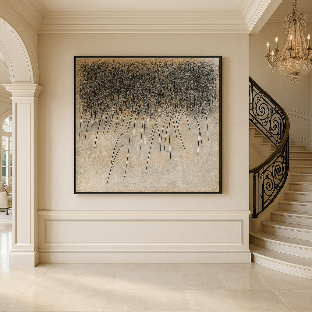 Canvas Print: Whispering Fields - Minimalist Abstract Line Art Print modern abstract canvas wall art by Rossetti Art – luxury interior design artwork for living room, bedroom, office – contemporary art piece Contemporary Canvas Art Contemporary canvas print