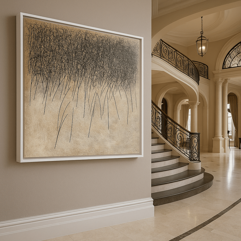 Canvas Print: Whispering Fields - Minimalist Abstract Line Art Print modern abstract canvas wall art by Rossetti Art – luxury interior design artwork for living room, bedroom, office – contemporary art piece Contemporary Canvas Art Contemporary canvas print