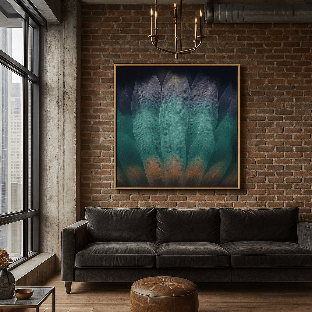 Canvas Print : Whispers in Teal | Abstract Feather Canvas Wall Art - Chiara Rossetti