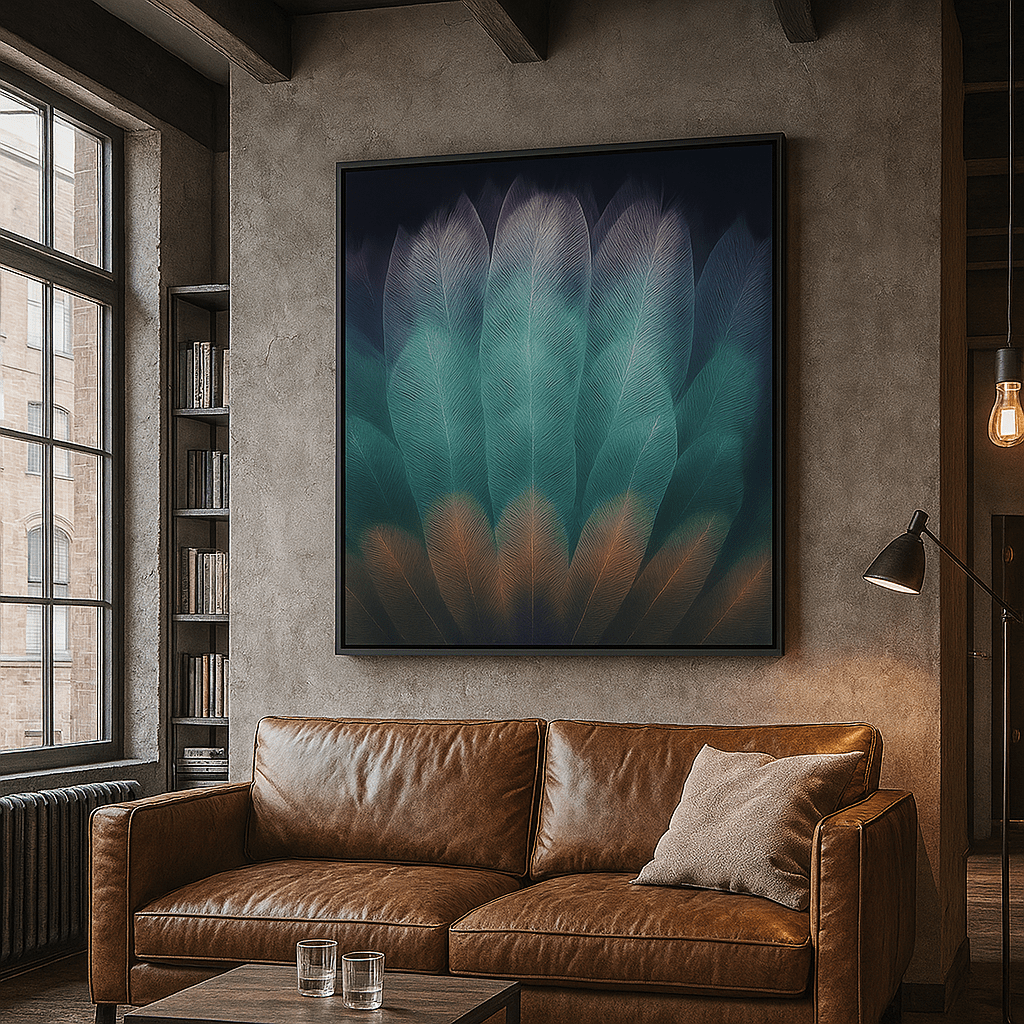 Canvas Print : Whispers in Teal | Abstract Feather Canvas Wall Art - Chiara Rossetti