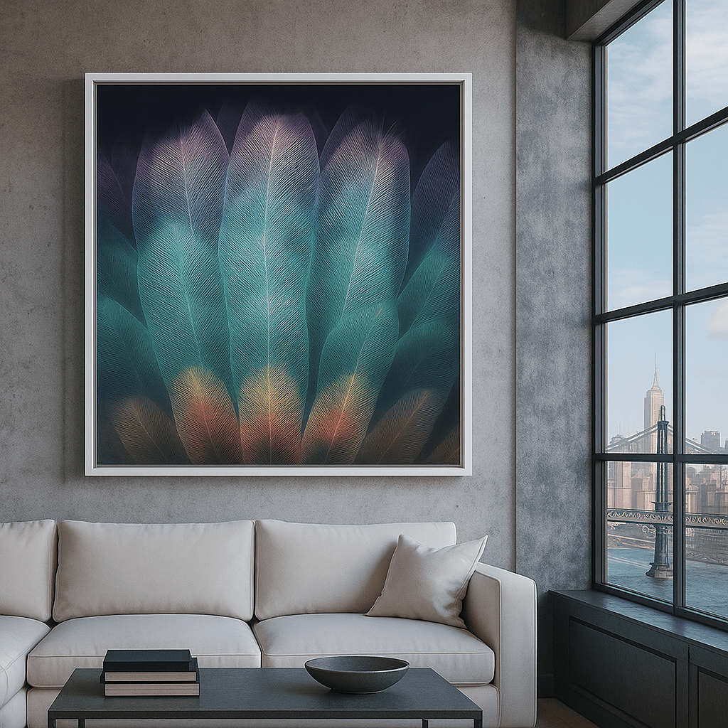 Canvas Print : Whispers in Teal | Abstract Feather Canvas Wall Art - Chiara Rossetti