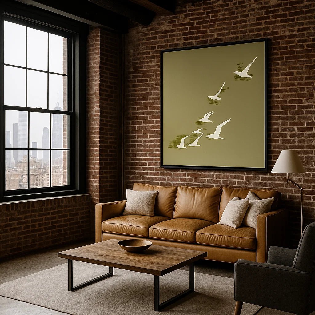 Canvas Print: Whispers of Flight – Minimalist Bird Canvas Print | Modern Abstract Wall Art for Peaceful Interiors modern abstract canvas wall art by Rossetti Art – luxury interior design artwork for living room, bedroom, office – abstract wall art African silhouette canvas boho chic wall art